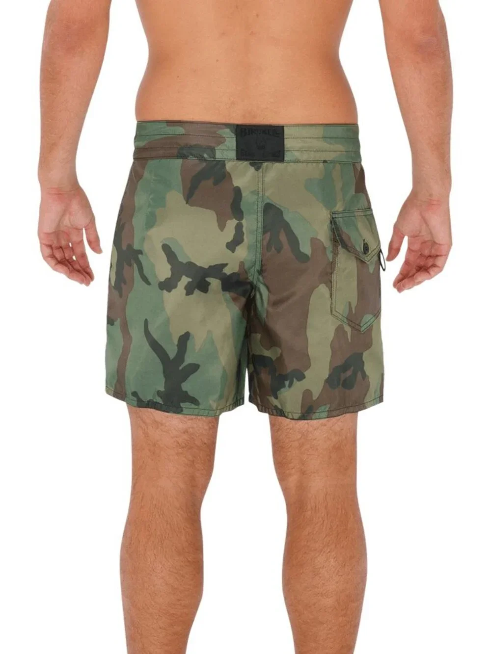 Birdwell Men's Camo Swim Board Shorts in Green and Brown